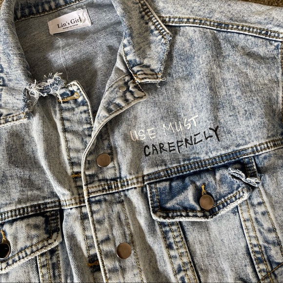 Oversize Ragget Denim Jacket! OS🔥🔥🔥 Ragget Stylish - Picture 4 of 7